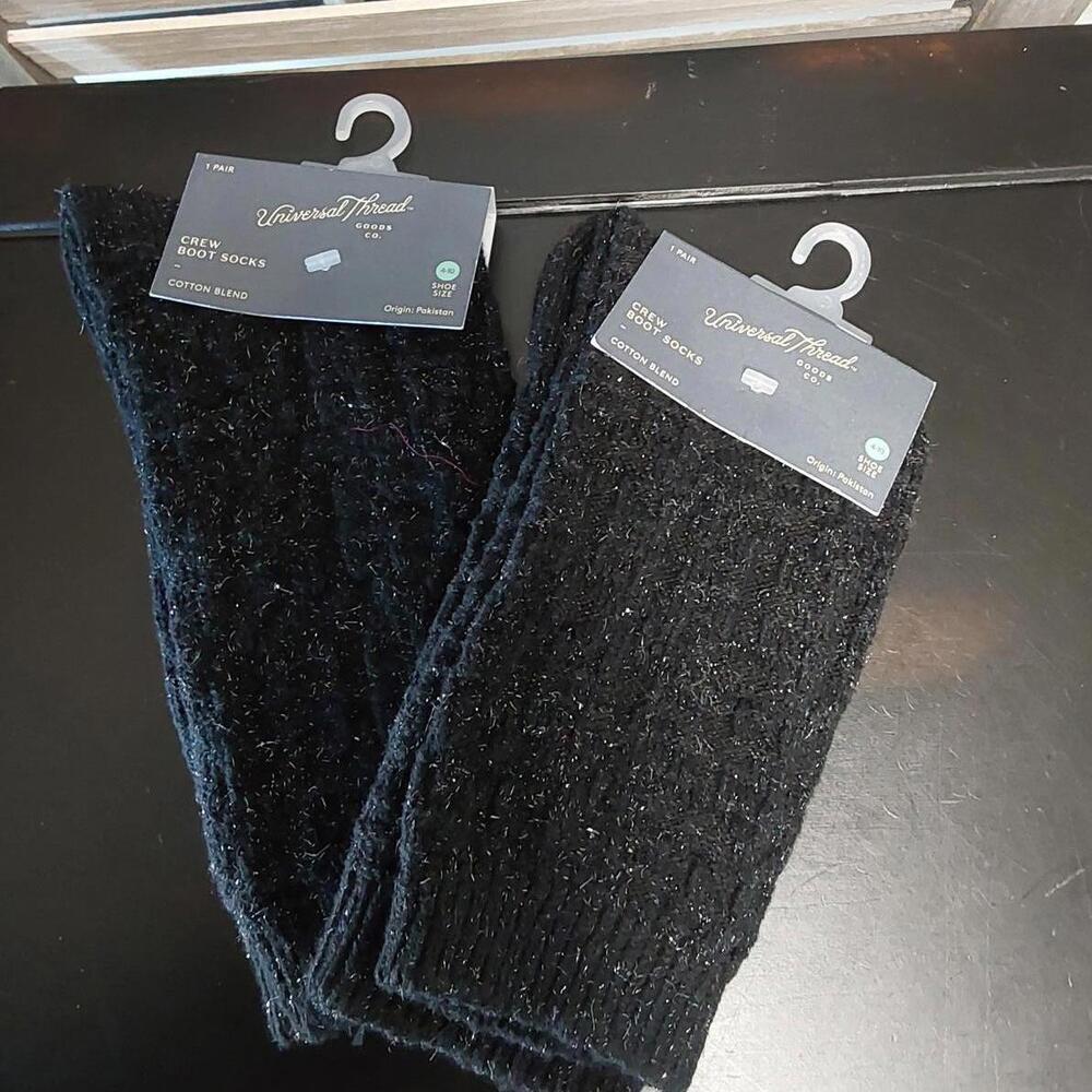 Women's Cotton Light Sparkle Boot Crew Socks - 2 pairs | Universal Thread